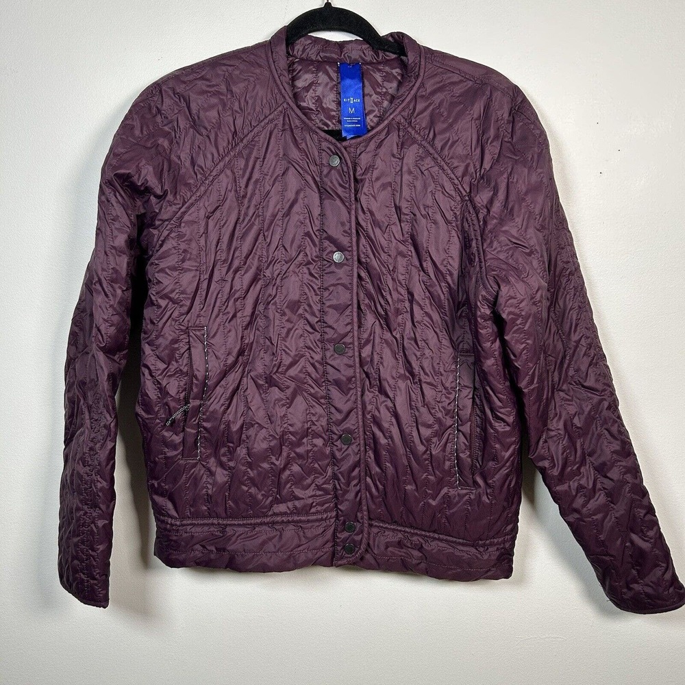 Kit and Ace Keep Pedaling Reflective Reversible Quilted Bomber Jacket Purple M